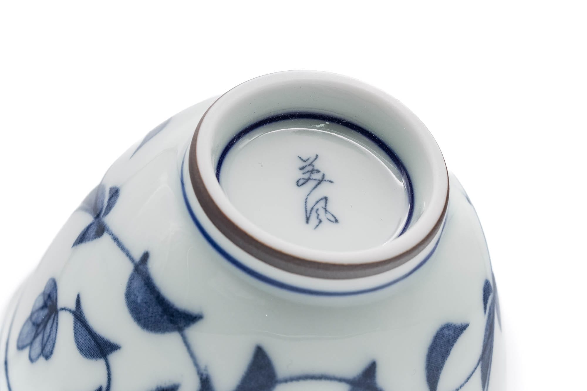 Blue Floral Arabesque Porcelain Teacup - Thumbnail 5