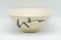 Japanese Matcha Bowl - Long Grass White Shino Glazed Hira-gata Summer Chawan - 150ml - Tezumi
