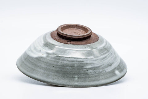 Tezumi — Japanese Matcha Bowl - Brush Stroke Hakeme Kiyomizu-yaki Chawan - 150ml — tipped to show the interior