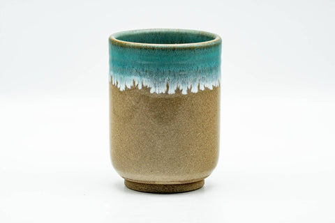 Japanese Teacup - Biege Blue Drip-Glazed Agano-yaki Yunomi - 180ml