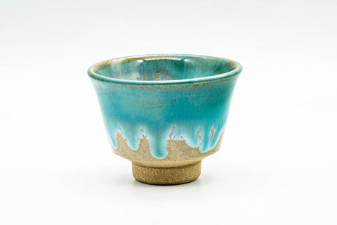 Japanese Teacup - Turquoise Drip-Glazed Agano-yaki Yunomi - 70ml