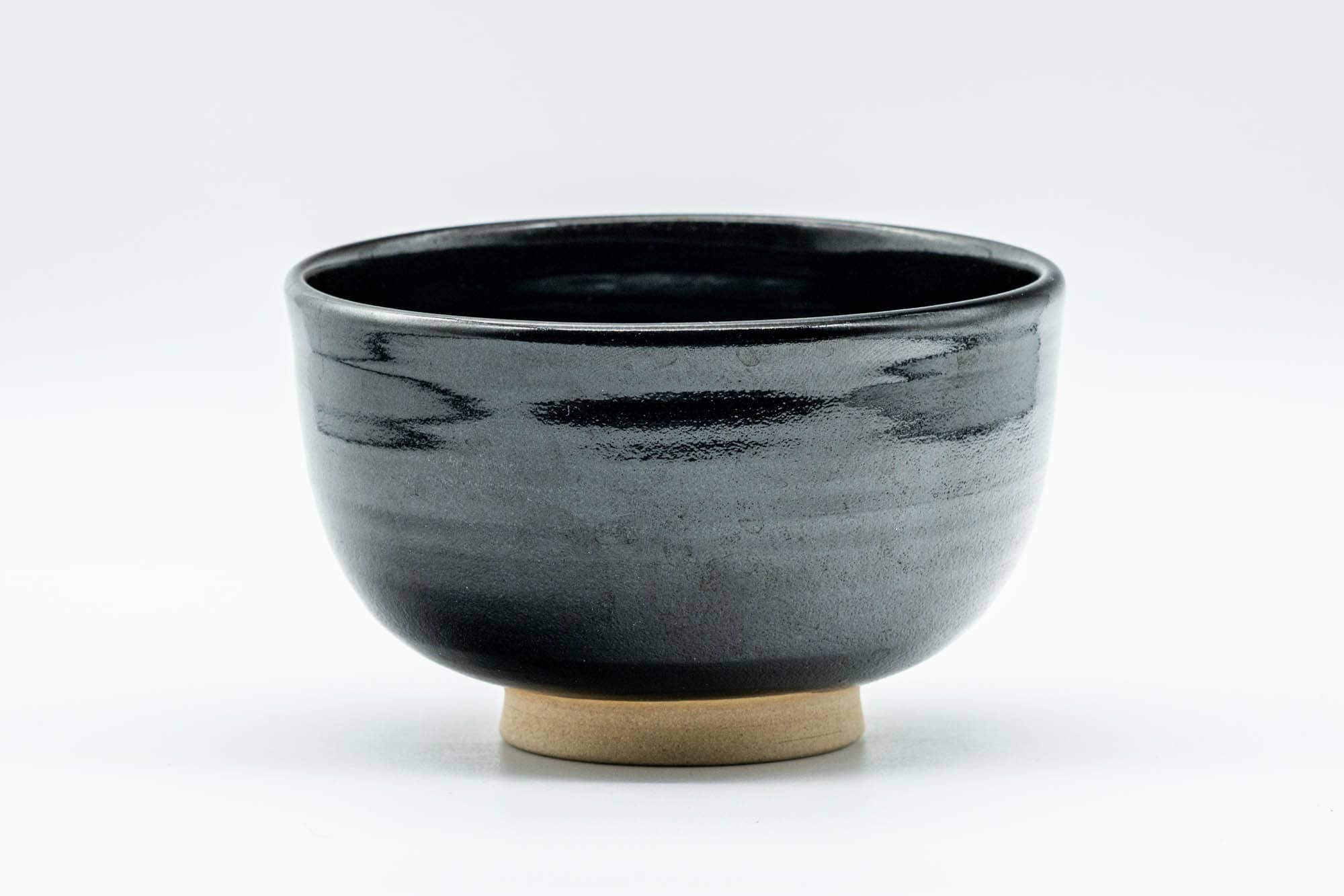 Japanese Matcha Bowl - Jet Black Glazed Hantsutsu-gata Chawan - 350ml