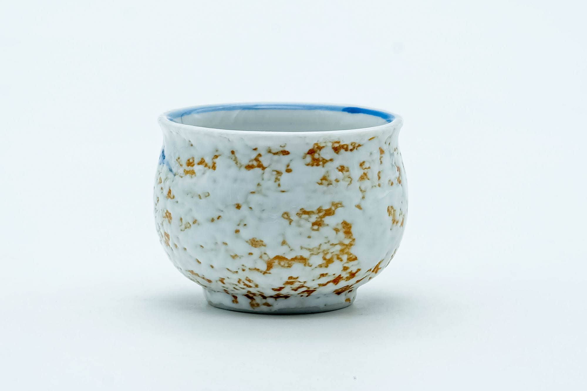 Japanese Teacup - Blue Leaf Orange Spotted Arita-yaki Guinomi - 30ml