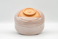 Japanese Matcha Bowl - Milky Pink Drip-Glazed Kyo-yaki Chawan - 400ml - top-down view showing the base and foot