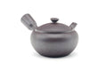 Tezumi — Japanese Kyusu - Engraved Banko-yaki Mesh Teapot - 290ml — side view showing the spout