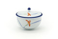 Tezumi — Japanese Teacup - Blue Trim Floral Arita Lidded Yunomi - 170ml — front view