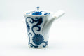 Tezumi — Japanese Kyusu - Blue Floral Arita-yaki Porcelain Debeso Teapot - 300ml — three-quarter view