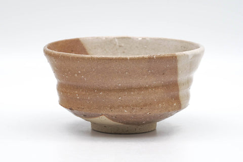 Tezumi — Japanese Matcha Bowl - Floral Beige White Glazed Chawan  - 300ml — front view from another angle