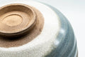 Tezumi — Japanese Matcha Bowl - Crazed Teal Hakeme Glazed Chawan - 400ml — closeup of the foot