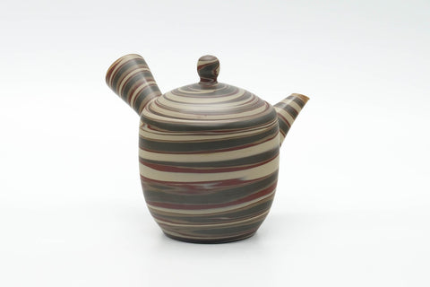 Tezumi — Japanese Kyusu - Green Red White Nerikomi Tokoname Teapot - 310ml — top-down view of the lid
