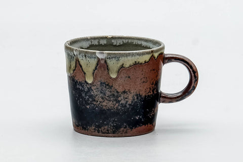 Japanese Teacup - Black Brown Beige Drip-Glazed Ushirdoe Yunomi - 100ml
