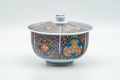 Japanese Teacup - Multi-coloured Geometric Arita-yaki Lidded Yunomi - 120ml - Tezumi