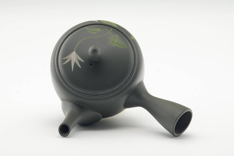 Japanese Kyusu - Floral Green Ryokudei Tokoname-yaki Mesh Teapot - 400ml