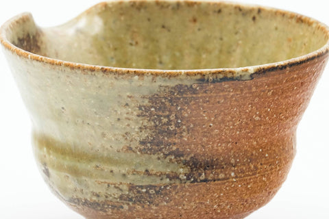 Tezumi — Japanese Katakuchi - Ash Glazed Shigaraki-yaki Spouted Water Cooler - 80ml — closeup of the glaze