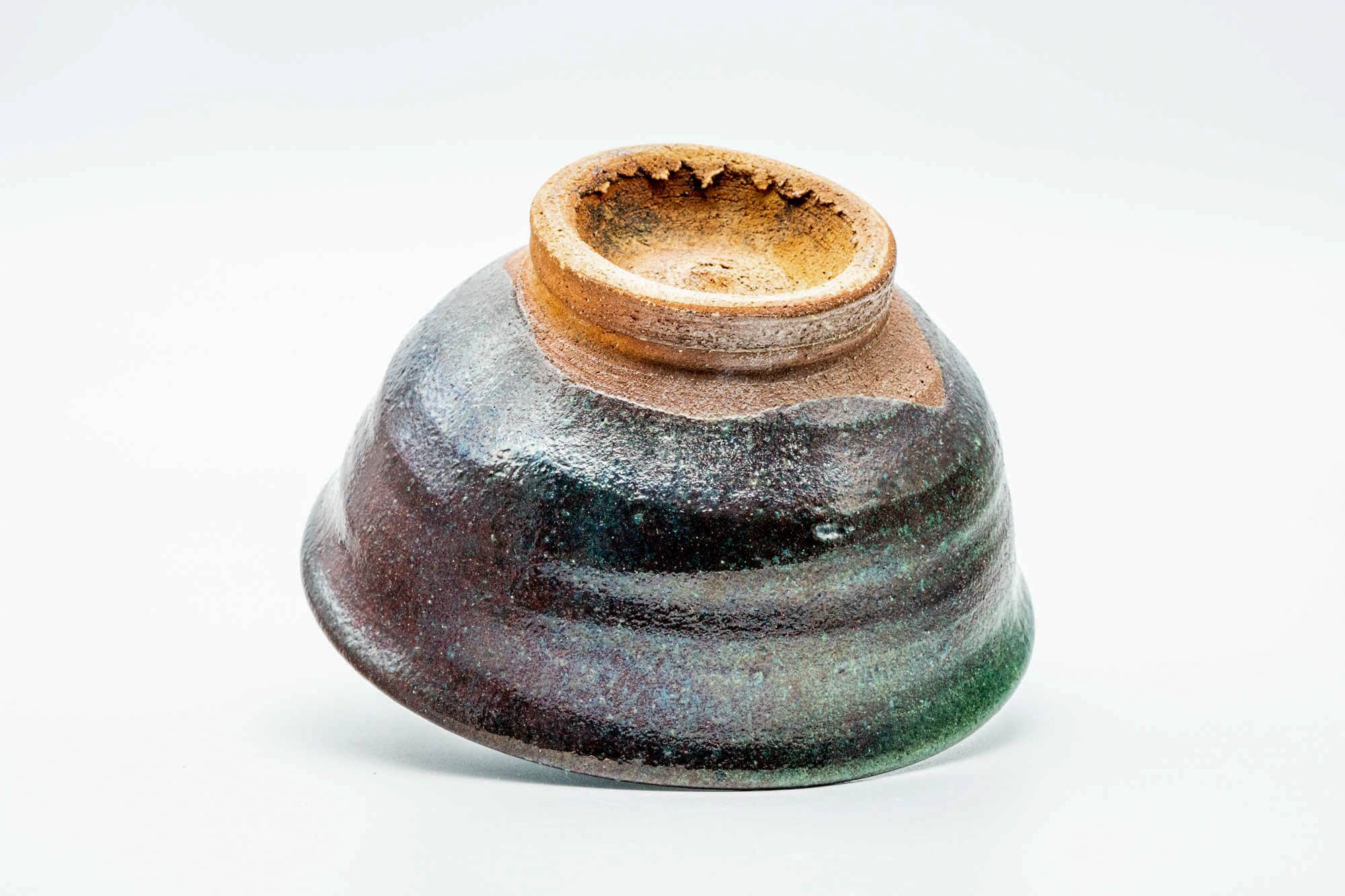 Japanese Matcha Bowl - Gradient Turquoise Wabi-Sabi Chawan in Wooden Box - 350ml
