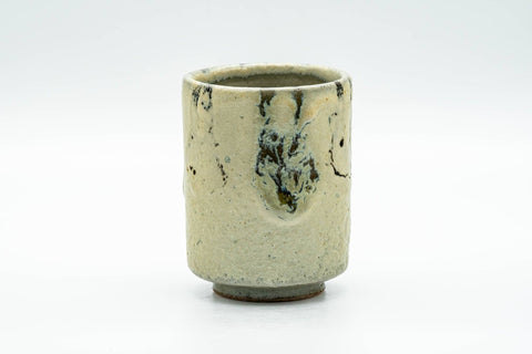 Japanese Teacup - Sage Green Thick Drip-Glazed Yunomi - 110ml - front view from a slightly different angle