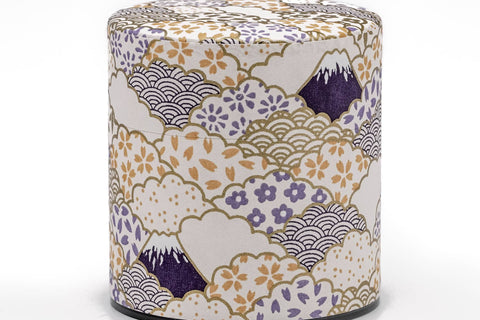 Mt. Fuji Floral Clouds Washi Tea Canister - 100g