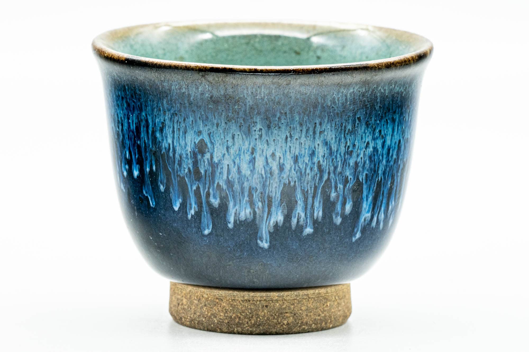 Japanese Teacups - Pair of Blue Turquoise Glazed Agano-yaki Yunomi - 90ml