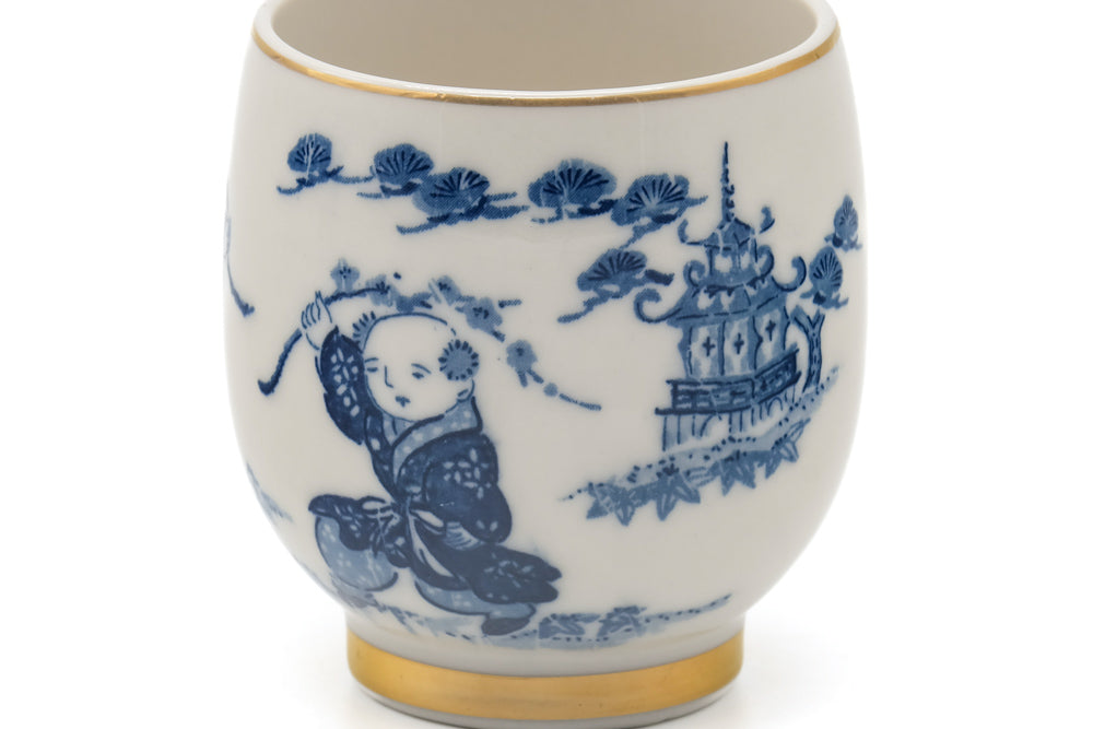 Japanese Teacup - Blue Motif Porcelain Yunomi - 155ml