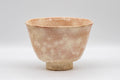 Japanese Matcha Bowl - Donguri Gohonte Ido-Style Hagi-yaki Chawan - 400ml - front view of the peach gohonte glaze with acorn motif