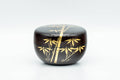 Japanese Natsume - Black Lacquer Golden Bamboo Matcha Tea Caddy - 50ml - Tezumi