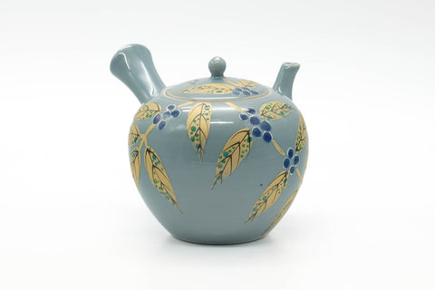 Japanese Kyusu - Blue Floral Hand-Painted Kutani Teapot - 500ml