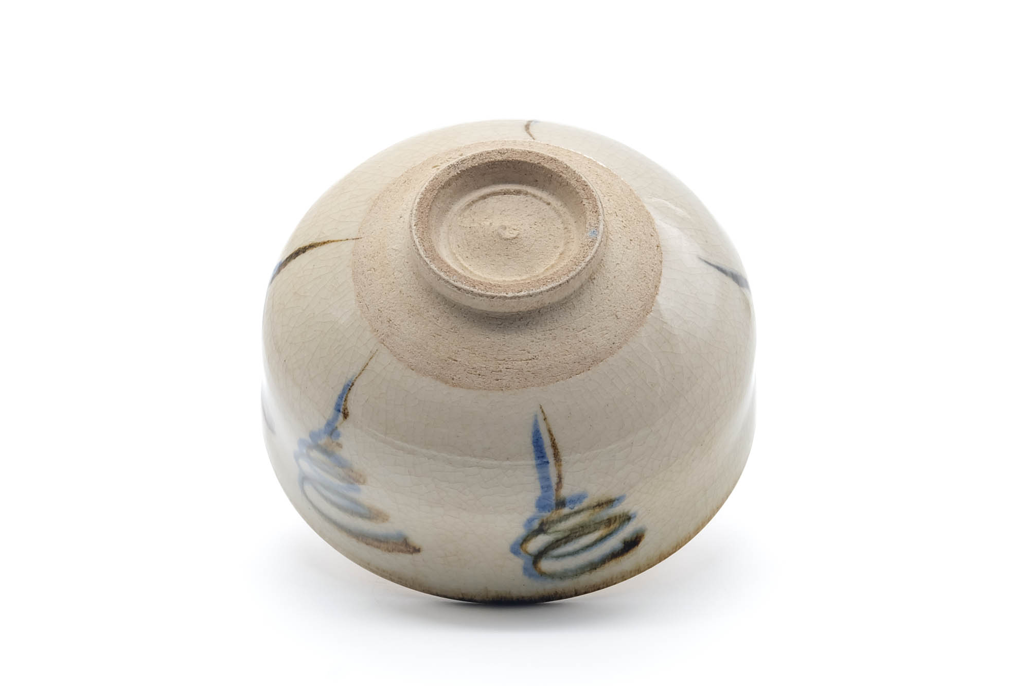Japanese Matcha Bowl - Beige White Glazed Twirling Chawan - 400ml