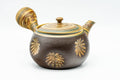 Japanese Kyusu - Engraved Floral Nerikomi Textured Tokoname-yaki Debeso Teapot - 240ml - Tezumi