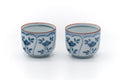 Tezumi — Japanese Teacups - Pair of Floral Arita-yaki Guinomi - 40ml — three-quarter view