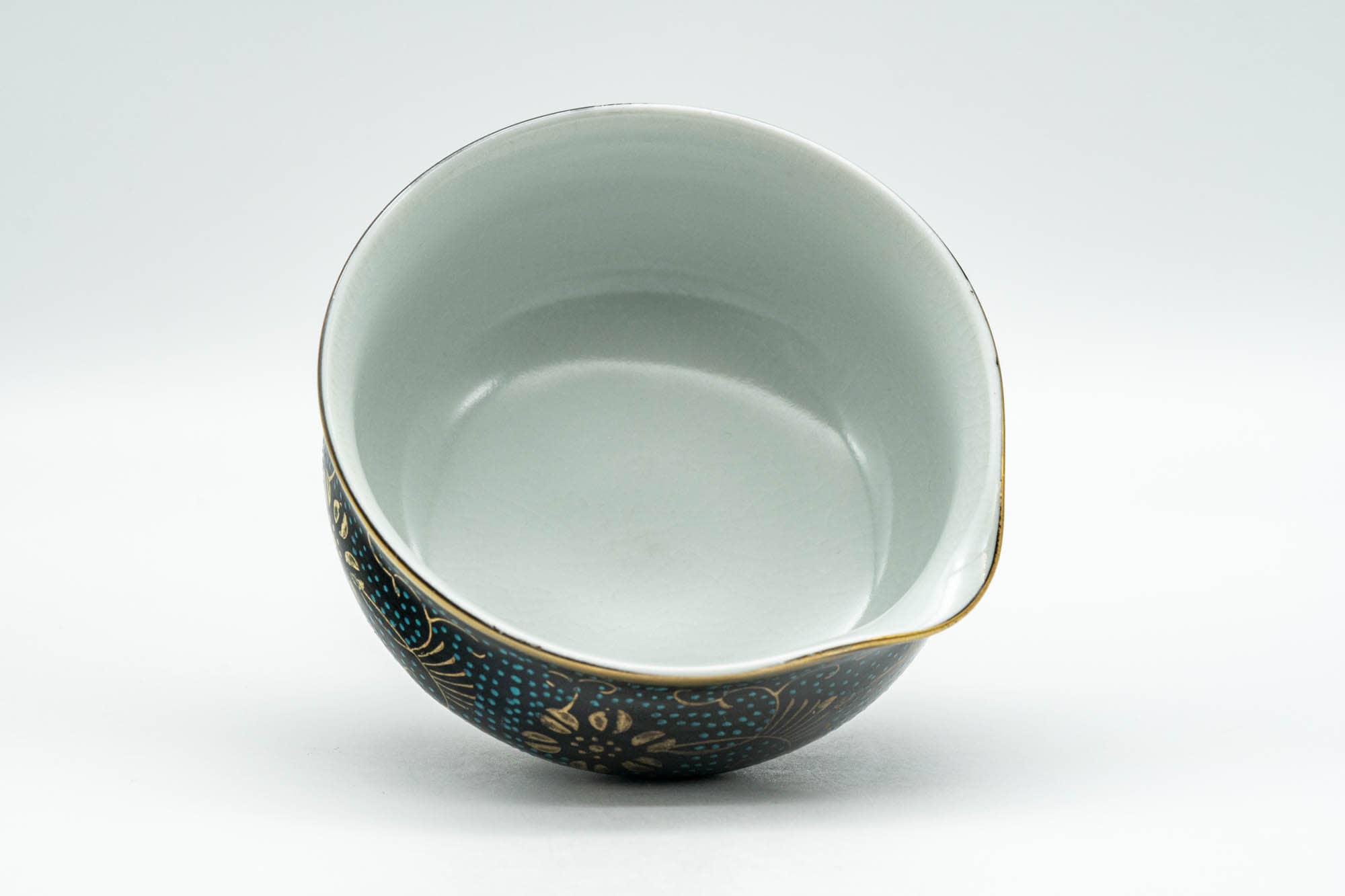 Japanese Katakuchi - 九谷焼 Floral Aochibu Kutani-yaki Porcelain Water Cooler - 110ml - Tezumi