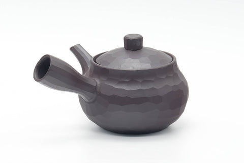 Tezumi — Japanese Kyusu - Faceted Banko-yaki Teapot - 185ml — side view showing the spout