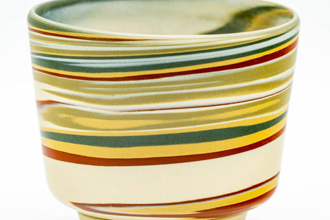 Japanese Teacup - Green Red Yellow Marbled Nerikomi Tokoname-yaki Yunomi - 120ml