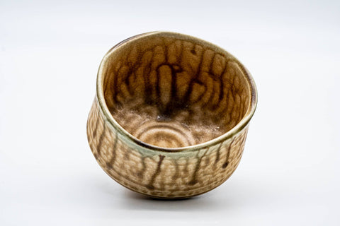 Japanese Matcha Bowl - Beige Drip-Glazed Undulating Chawan - 300ml
