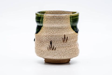 Japanese Matcha Bowl - Cream Green Drip-Glazed Ao-Oribe Chawan - 250ml