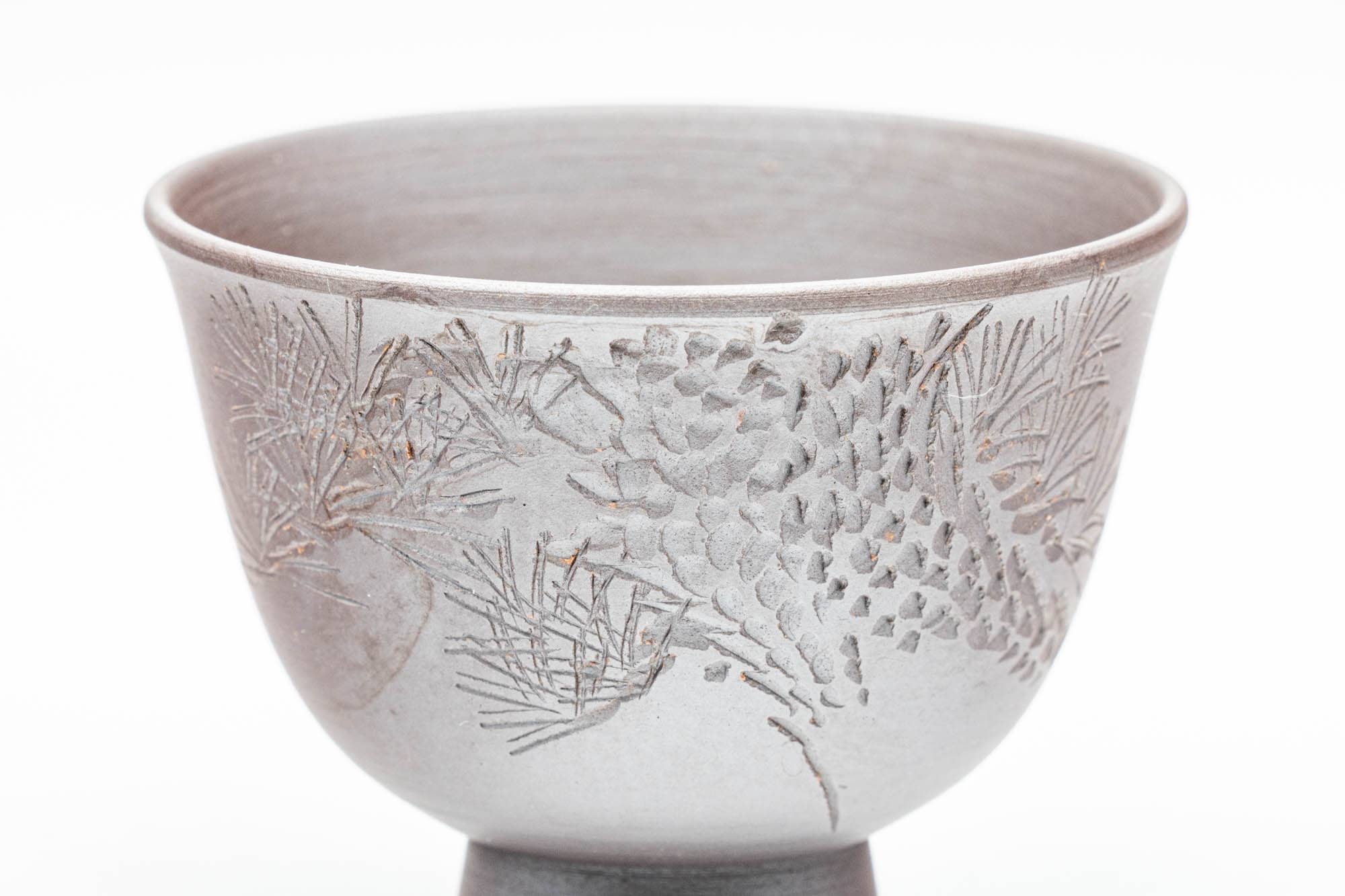 Japanese Teacups - Set of 5 Floral Engraved Banko-yaki Yunomi - 70ml - Tezumi