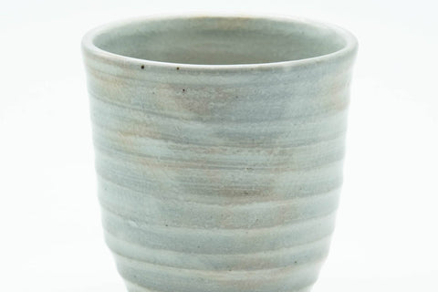 Tezumi — Japanese Teacup - Grey Glazed Spiraling Yunomi - 120ml — tipped to show the interior