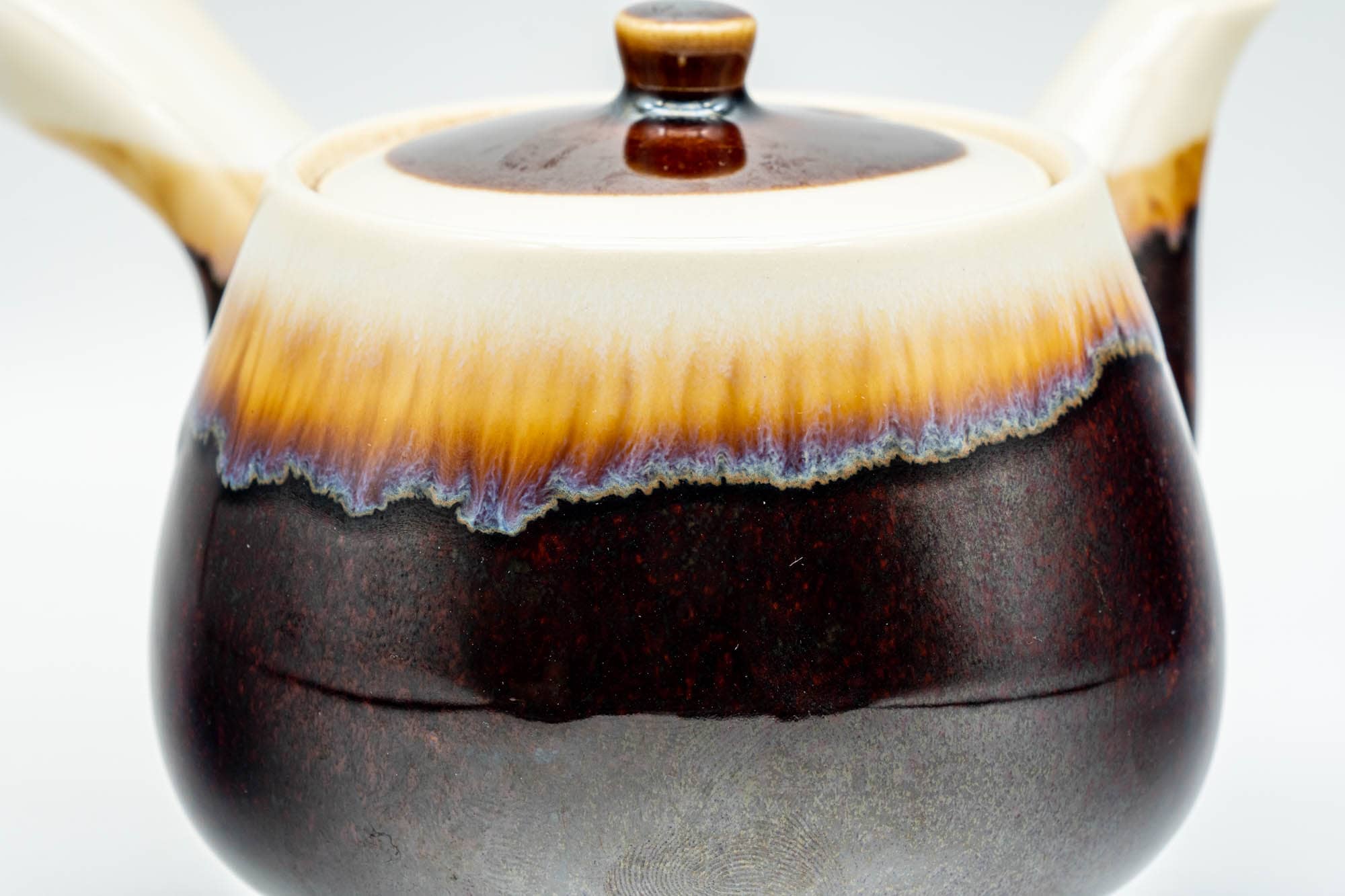 Japanese Kyusu - Brown Yellow Drip-Glazed Debeso Teapot - 275ml - Tezumi