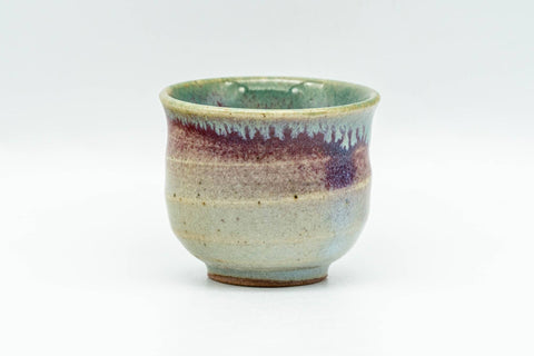 Japanese Teacup - Green Purple Drip-Glazed Guinomi - 35ml