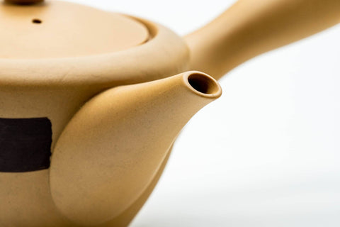 Japanese Kyusu - Beige Landscape Striped Ceramic Teapot - 230ml