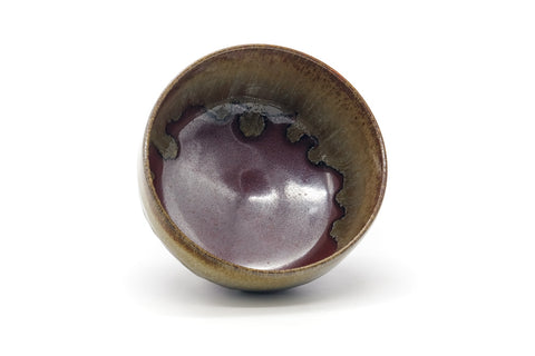 Japanese Matcha Bowl - Brown Yellow Drip-Glazed Chawan - 350ml