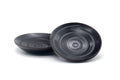 Tezumi — Japanese Chataku - Pair of Black Wooden Tea Saucers — front view
