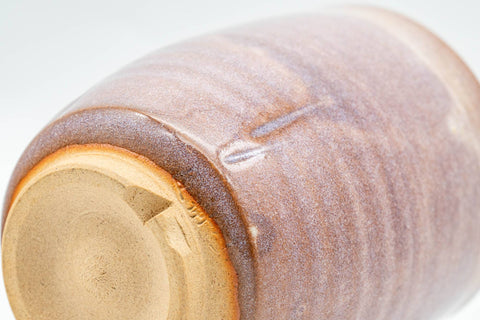 Tezumi — Japanese Teacup - Purple Drip-Glazed Hagi-yaki Yunomi - 140ml — inverted showing the foot ring