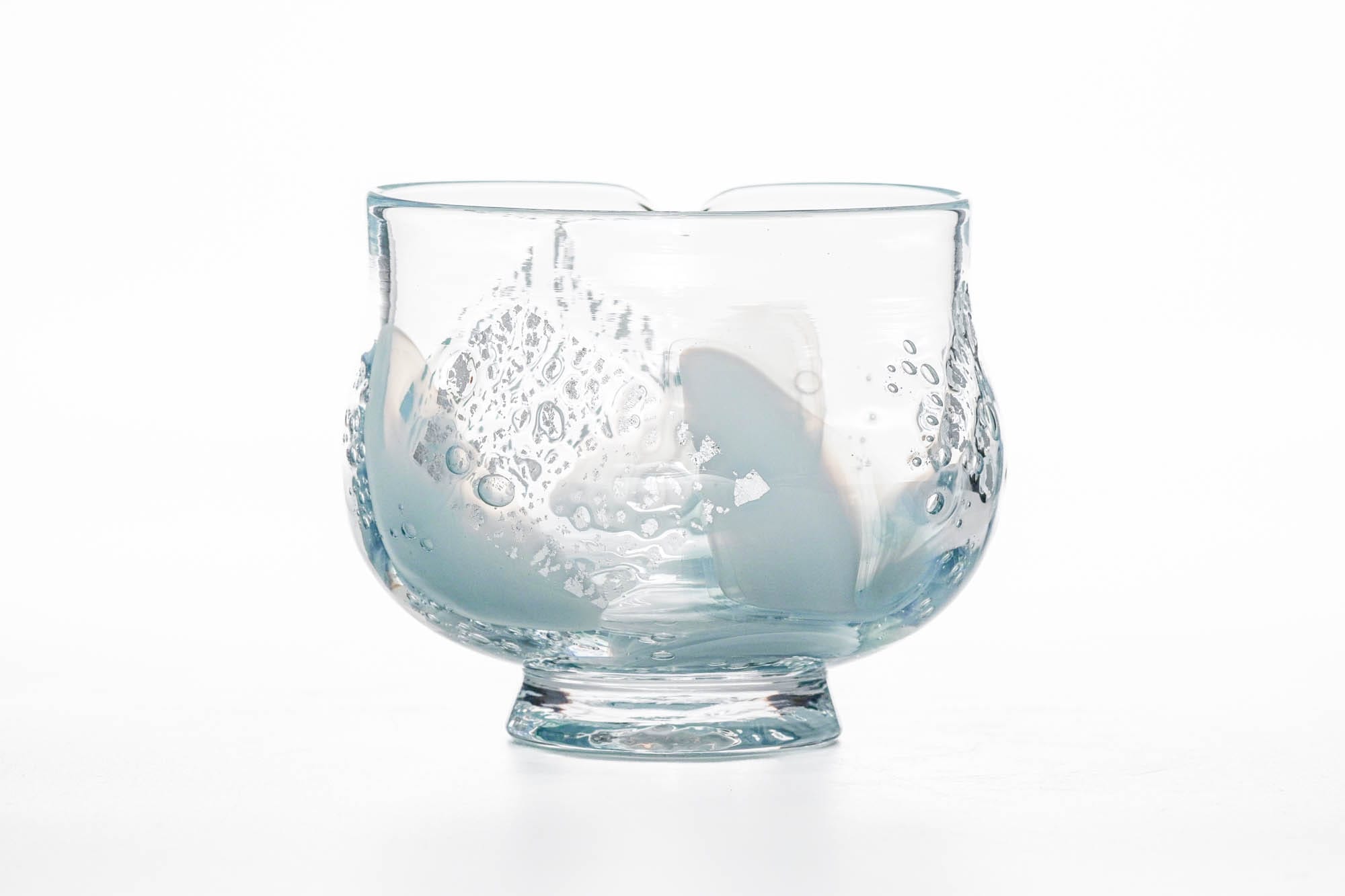 Japanese Matcha Bowl - 翠華園 Suikaen - 海 - Blue Umi Glass Pouring Chawan - 200ml