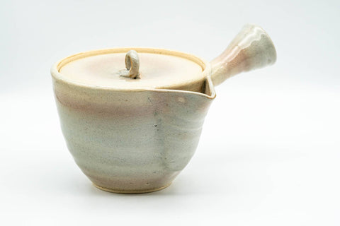 Japanese Tea Set - 玉祖窯 Tamaso Kiln - Beige Gohonte Hagi-yaki Kyusu Teapot with 6 Yunomi Teacups in Wooden Box