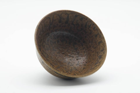 Tezumi — Japanese Matcha Bowl - Brown Green Mottled Drip-Glazed Chawan - 200ml — three-quarter view