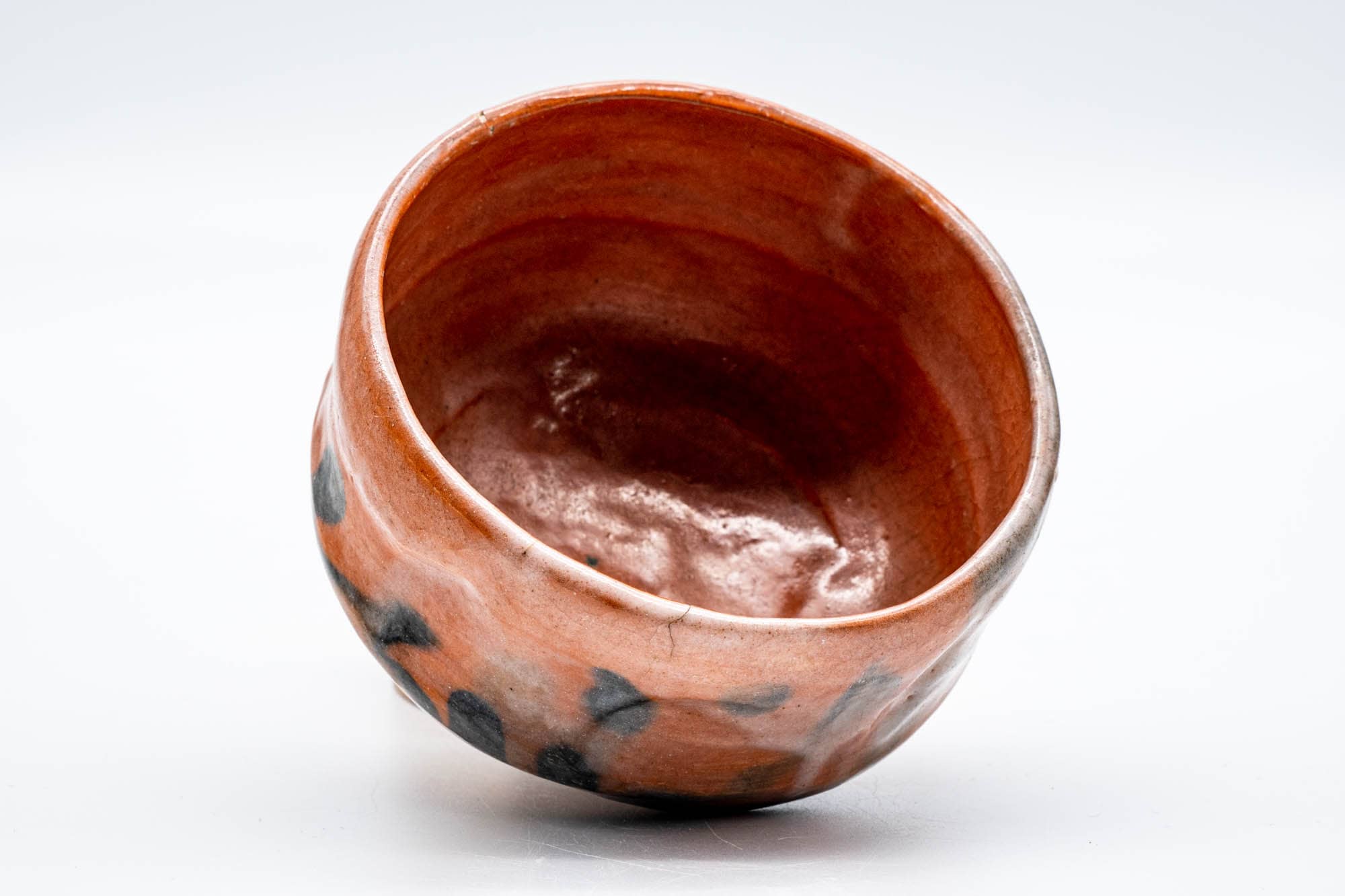 Japanese Matcha Bowl - 楽入窯 Rakunyu Kiln - Black Red Glazed Aka-raku Chawan - 400ml