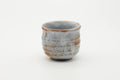 Tezumi — Japanese Teacup - Blue Orange Shino Glazed Mino-yaki Yunomi - 130ml — front view from another angle