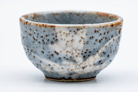 Japanese Teacup - Floral Blue Shino Glazed Mino-yaki Guinomi - 50ml