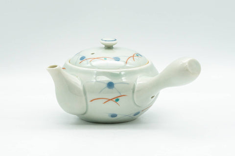 Tezumi — Japanese Kyusu - Geometric Polka-Dotted Arita-yaki Debeso Teapot - 130ml — top-down view of the lid