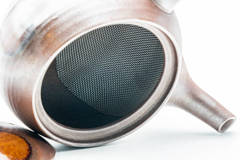 Japanese Kyusu - 昇龍窯 Shoryu Kiln - Brown Ash Glazed Banko-yaki Mesh Teapot - 260ml